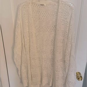White oversized cardigan - open weave